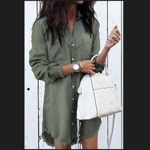 ElleZarra Army Green Long Sleeved Dress